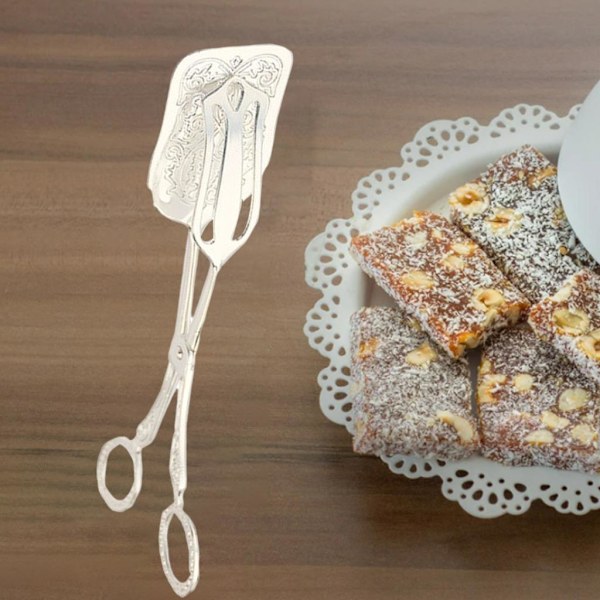 1/2 kökstång Matserveringstång Dessertklämma Square Silver 1Set