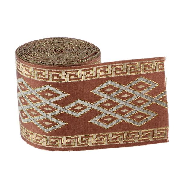 1/2/3/5 5 meter/ 5,5 Yds Jacquard Trim Wide Woven Border Ribbon Red Brown 6cm x 5M 1Set