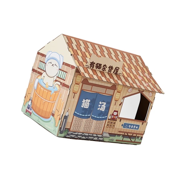 Cat House with Scratch Pad Slitstark wellpapp för Brown