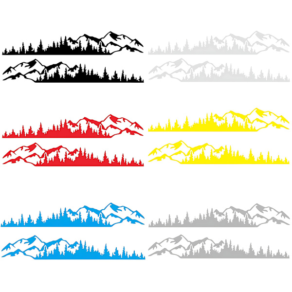 1/2/3/5 2 st PVC Mountain Forest Car Stickers Lätt att installera black 1Set