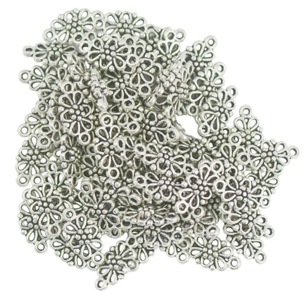 50x Tibetansk Silver Daisy Filigree För Diamond Pattern Connector
