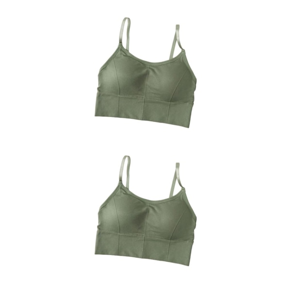 1/2/3/5 Dam Tank Crop Top BH Sexiga Underkläder Underkläder Bralette Green 2PCS