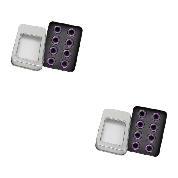 1/2 608-RS Skateboard Kullager Set om 8 Dubbla gummitätade för Purple 2PCS