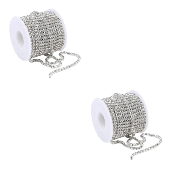 1/2 DIY Crystal 10 Yard Rhinestone Close Chain Clear Trim sömnad Silver 10m 2Set