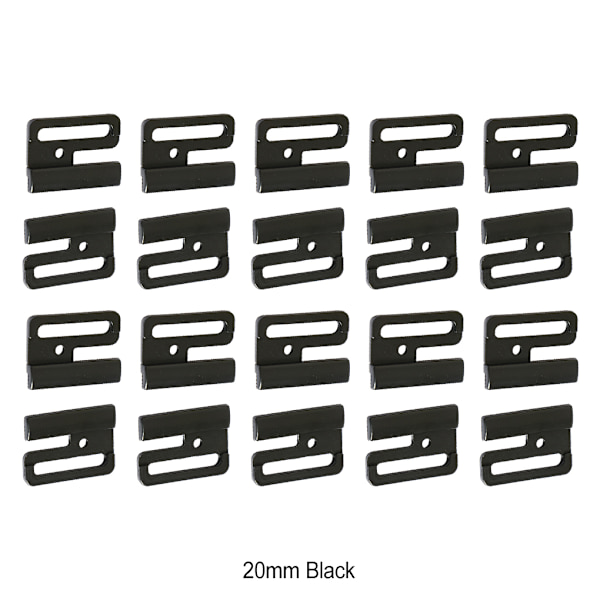 1/2/3/5 Plast BH Strap Juster Spänne Vackert utförande black 20mm 1Set