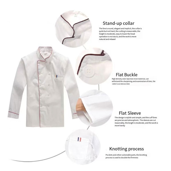 Kockkläder i polyester Mjuka och andas för komfort unisex white（short sleeve） XXL