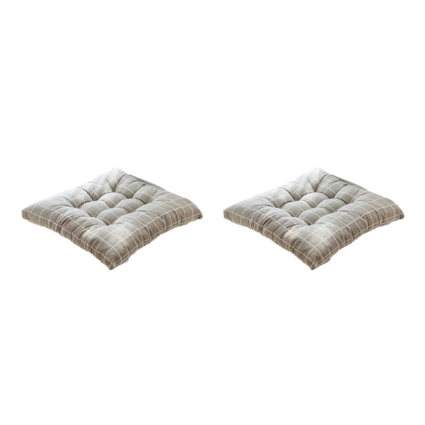 1/2 mjuk och bekväm fyrkantig stolsdyna för mysig sits gray grid 2PCS