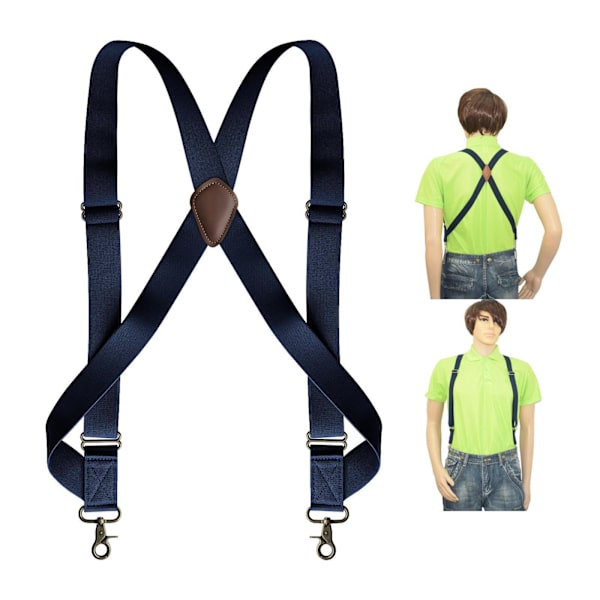 1/3/5 Mens Suspender Swivel Hook X Formad Elastisk 1,4 Bred Navy 1 Pc