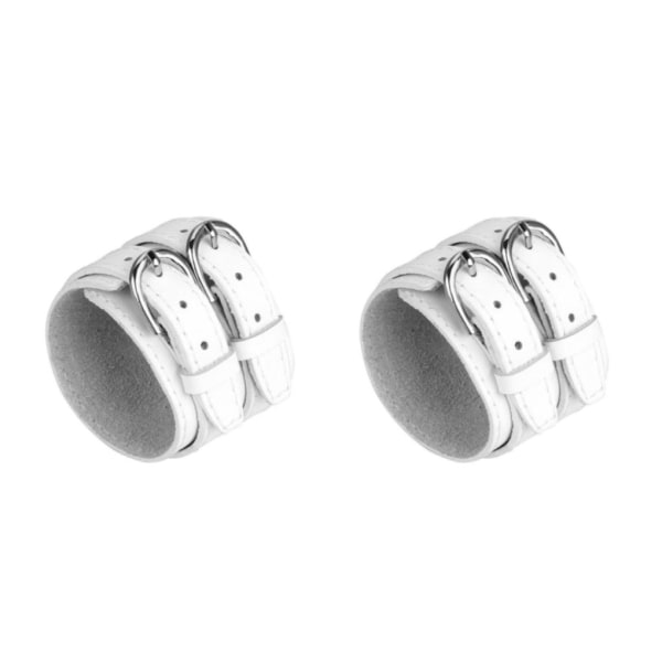 1/2/3 Multi-color Double Tour PU läder bred manschett armband män White 2Set