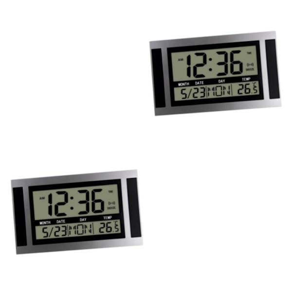 1/2 Digital Väckarklocka Nattställ Timer 12/24H Timing Vägg Silver Black 2PCS