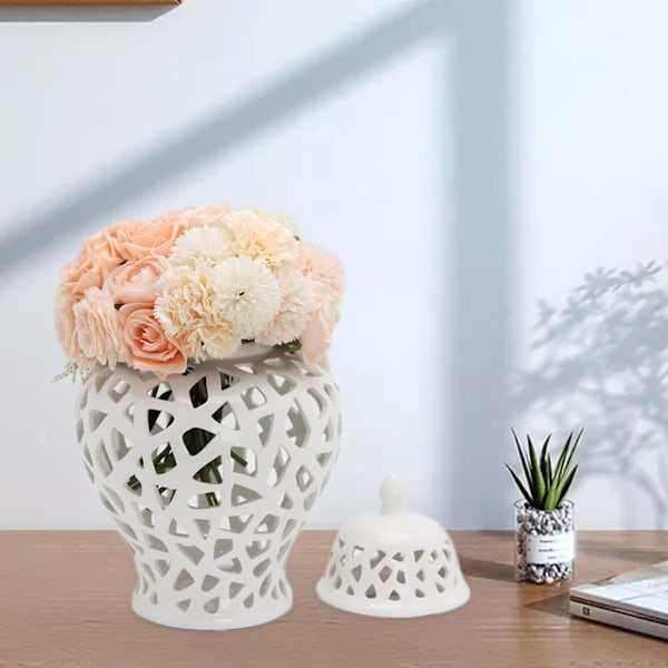 28cm Vit Ingefärsburk Handmålad Glaserad för För Blommor