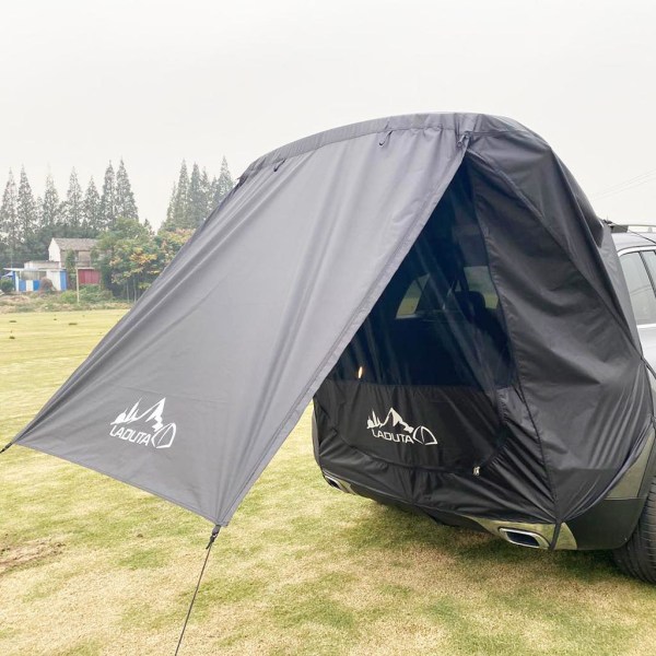 Bil Trunk Tält Shelter Sunshade Tail Extension Tour Camping Black