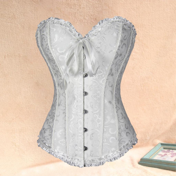1/2 Women's För ace Up Boned Overbust Cincher Corset Bustier White L 1Set