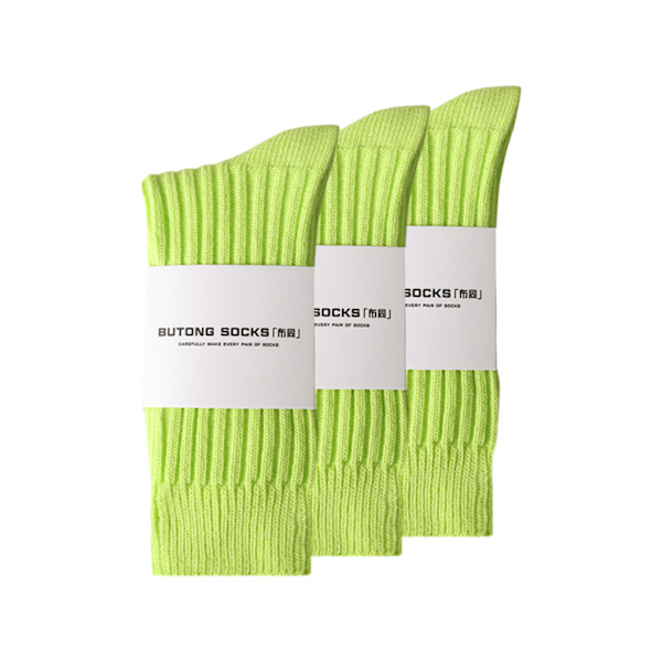 3 par kvinnor strumpor höst vinter andas tyg mjuk textur Fluorescent Green
