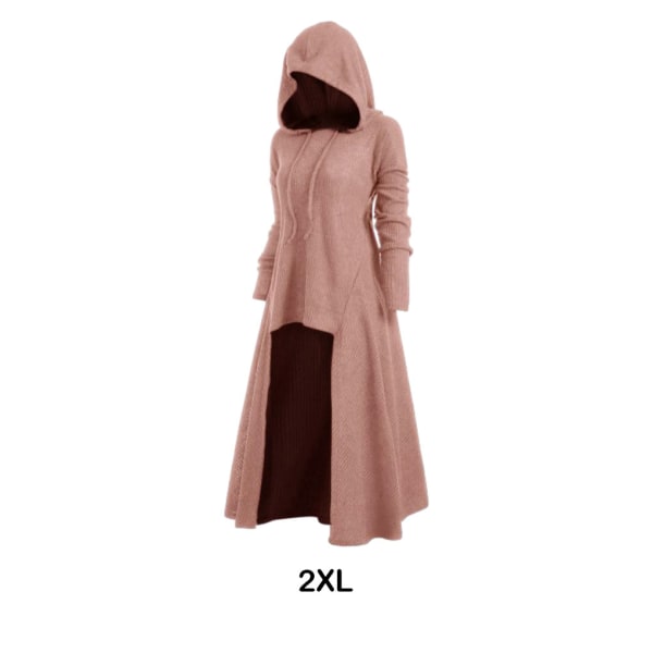 Miniklänning med lång huva varm och håll dig snygg på vintern pink XXL