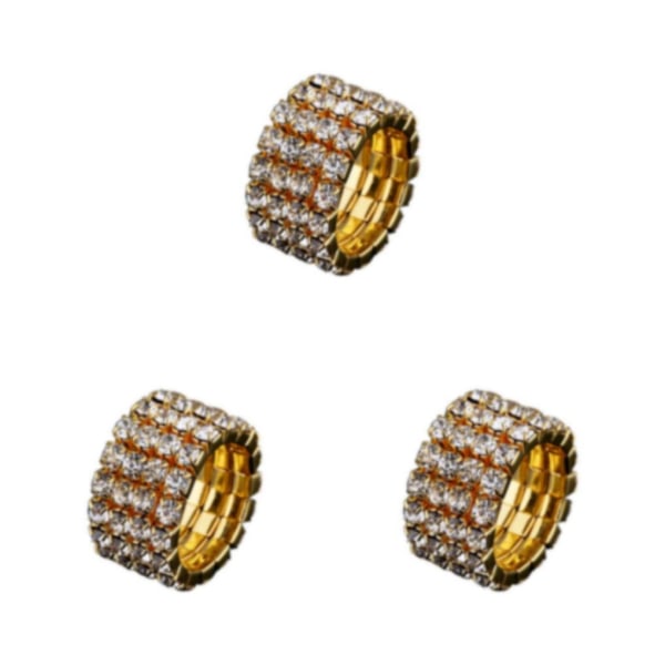 1/2/3/5 Stretch Crystal Ring Utsökt inläggning för Elegant golden 4 rows 3PCS