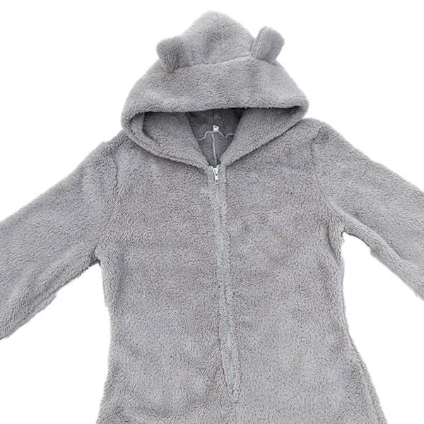 Dam S Dragkedja Fluffig Fleece Pyjamas Mjuk Och Mysig Casual Varm grey 4XL