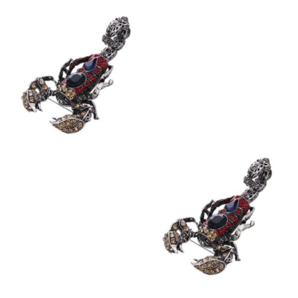 1/2 Fashion Crystal Scorpion Brosch Pin Rhinestone Personlighet 2Set