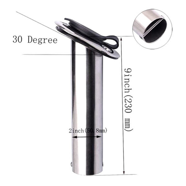 1/2 Stånghållare Rostfritt stål Flush Mount Antikorrosion för 30 Degree 1 Pc