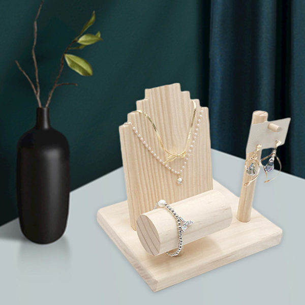 Träsmycke Display Stand Hållare för halsband Counter