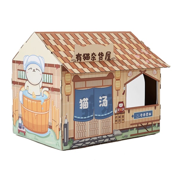 Cat House with Scratch Pad Slitstark wellpapp för Brown