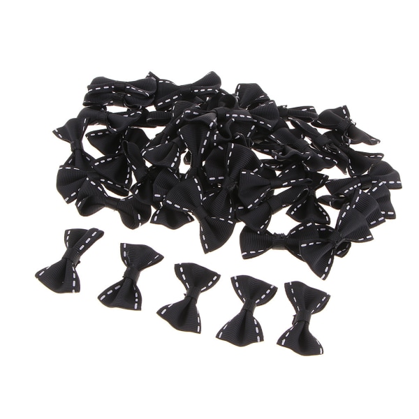 1/2/3/5 50 stycken söta satängrosettband Applikationsutsmyckningar Black 3.7×2cm 1Set