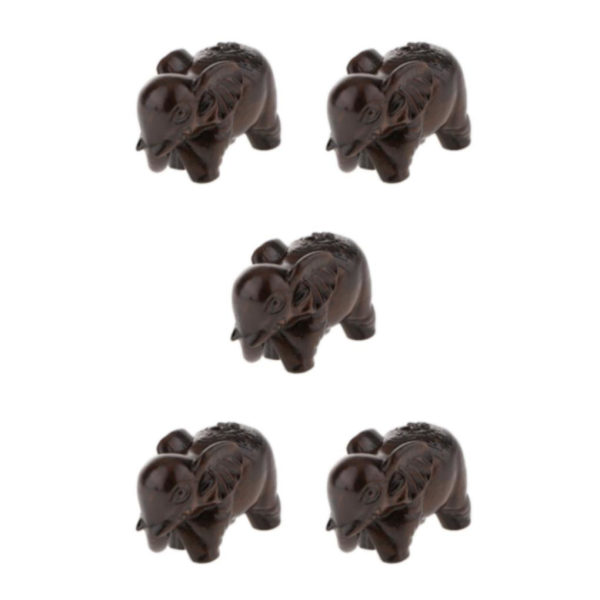 1/2/3/5 Trä Buddha Staty Staty Indien Staty Craft Ornament Elephant 5Set
