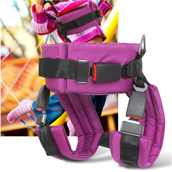 Nylon Bungee studsmattasele Skyddat säkerhetsbälte för barn Purple S