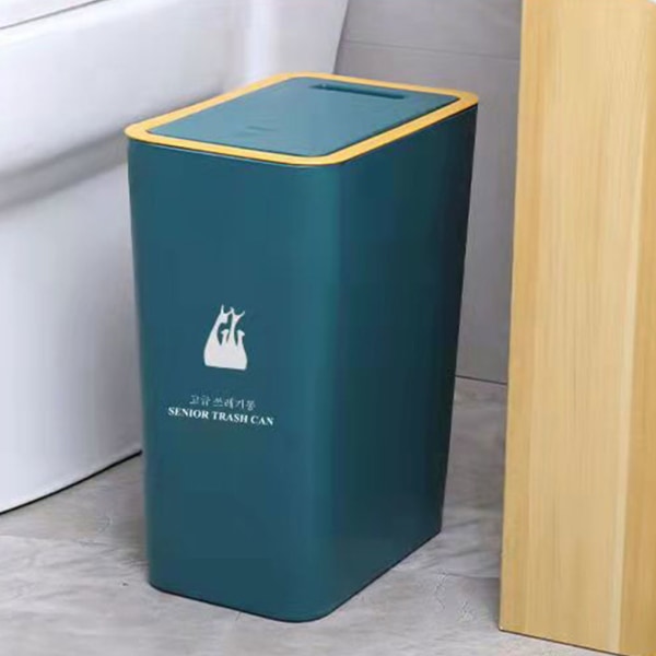 Papperskorgen med pressöppningslock - smal för snygg look i sovrummet Grey （12.2L）