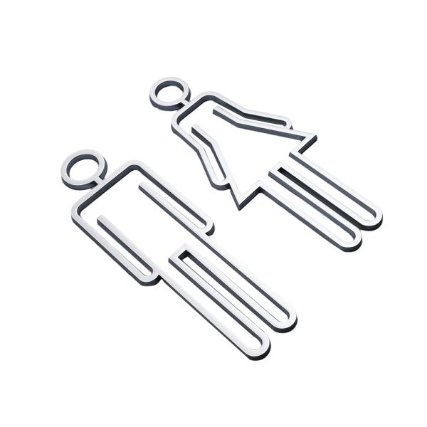 1/2/3 ABS Synlig Toalettskylt i akryl - Säker och hållbar A Silver 1 Pc