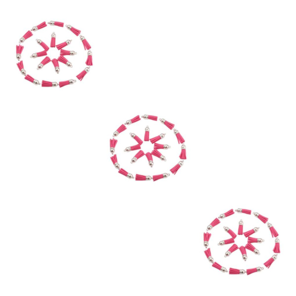 1/2/3/5 100 stycken Tofs Nyckelring Snygg DIY Tofs Tillbehör Rose Red-Silver 3Set