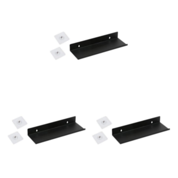 1/2/3 Skadefri För flytande väggmonterad hylla för hemmet Black M 3PCS