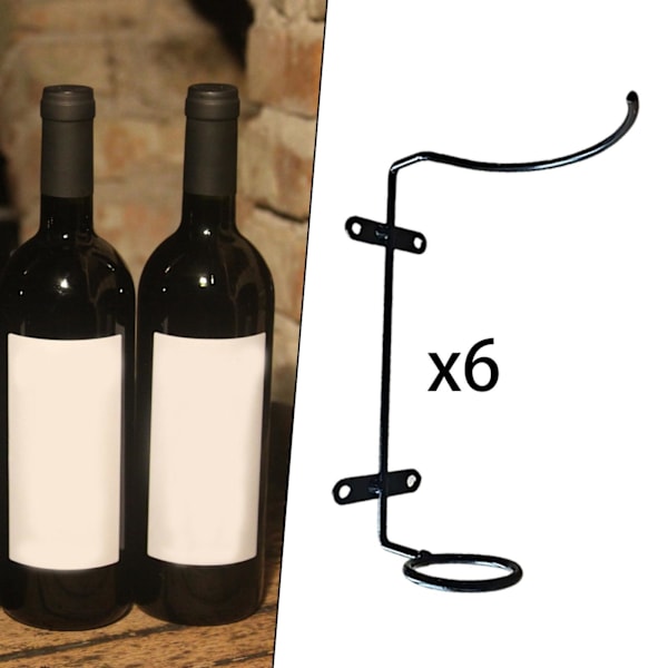 6x järn väggmonterad vinställ multifunktion för vinförvaring Right 18.5x9x3.5cm