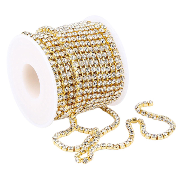 1/2 DIY Crystal 10 Yard Rhinestone Close Chain Clear Trim sömnad Golden 10m 1Set