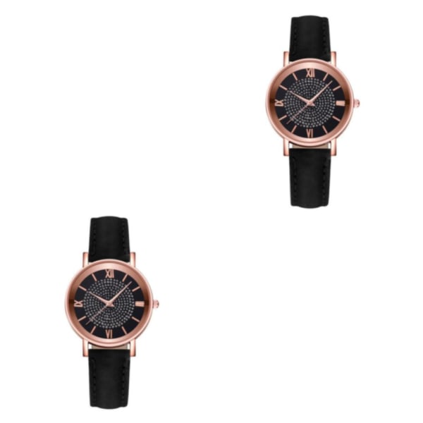 1/2/3/5 Dammode Rhinestones Watch Exakt och elegant black 2Set