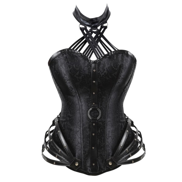 1/2 polyester dam gotisk korsett Shapewear för enkel stil black XXL 1Set
