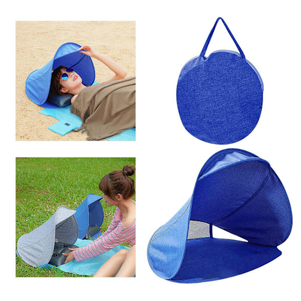 Sun Shelter Protection Head-tält Andningsbart, hopfällbart för havet Blue with Bag