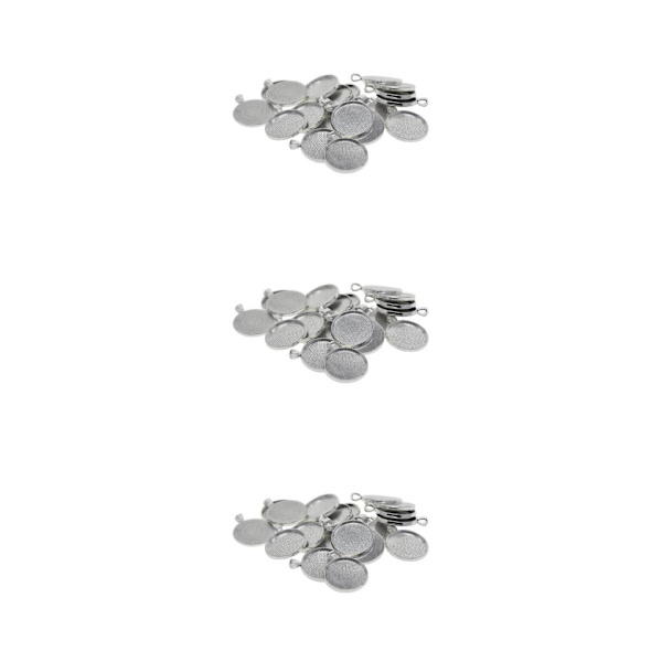 1/2/3/5 20x Runt hängande Blank Cabochon Basinställning DIY Silver 30mm 3Set