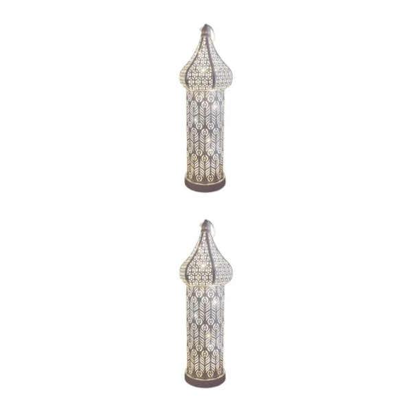1/2/3/5 Vintage marockansk lykta ljus dekorativ järn skrivbordslampa White L 2PCS