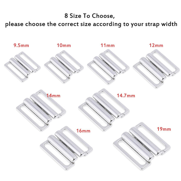 1/3/5 paket med 10 För Bikini Clips Metallkrok och tryckknappar Silver 14.7mm 10 Pairs 1 Pc