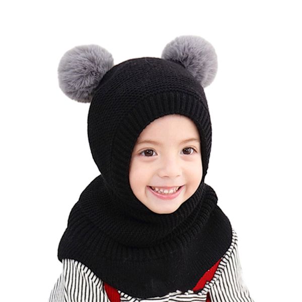 Toddler Vinter Varm Scarf Hatt Bundle Up Toddler Med Mode Och Black