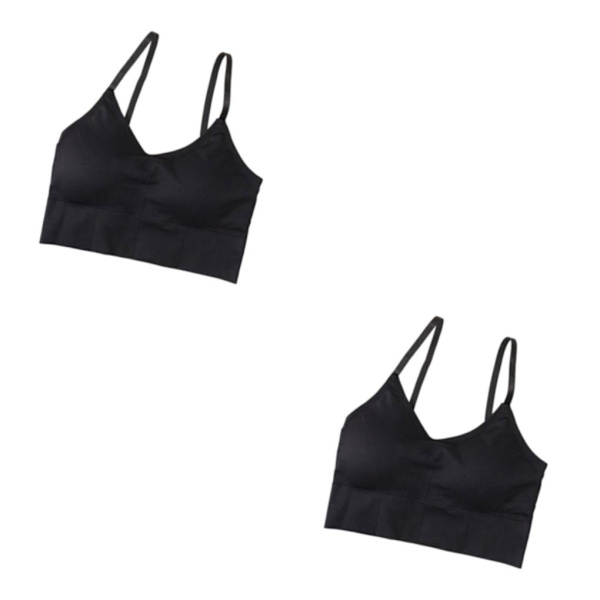 1/2/3/5 Dam Tank Crop Top BH Sexiga Underkläder Underkläder Bralette Black 2PCS