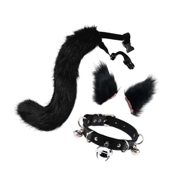 1/2/3/5 Faux Cat öron och svans Set Halloween Fancy Dress Cosplay Black 1 Pc