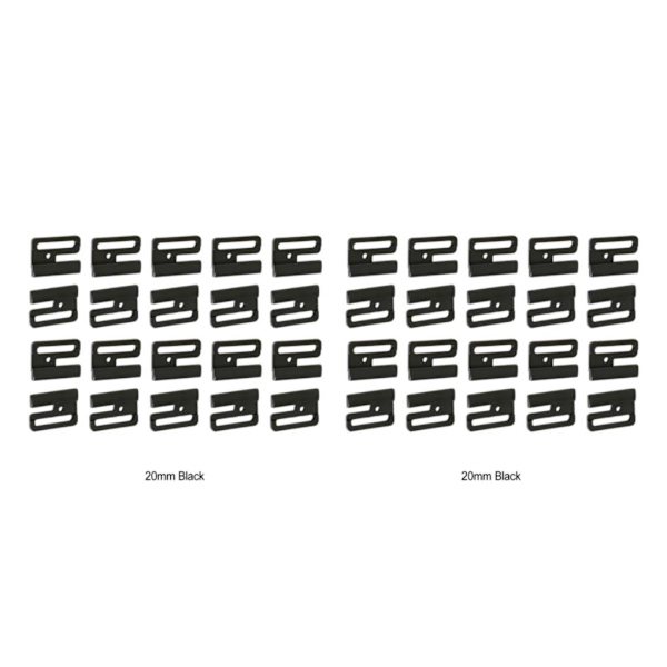 1/2/3/5 Plast BH Strap Juster Spänne Vackert utförande black 20mm 2Set