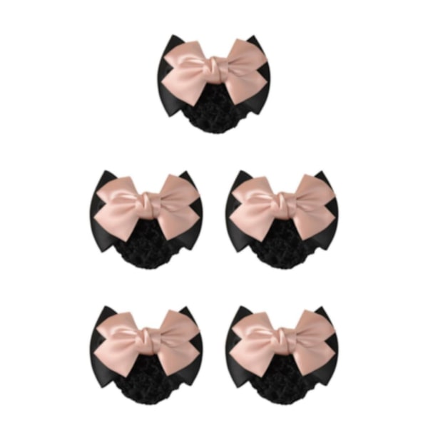 1/2/3/5 tyg lätt att bära Elastiska hårnät för moderiktiga Two Bows- light pink 5Set