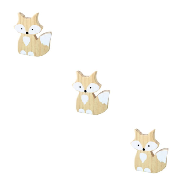 1/2/3 Trä För Fox Ornaments Dekor Väggkonst Dekoration White 12x15cm 3Set