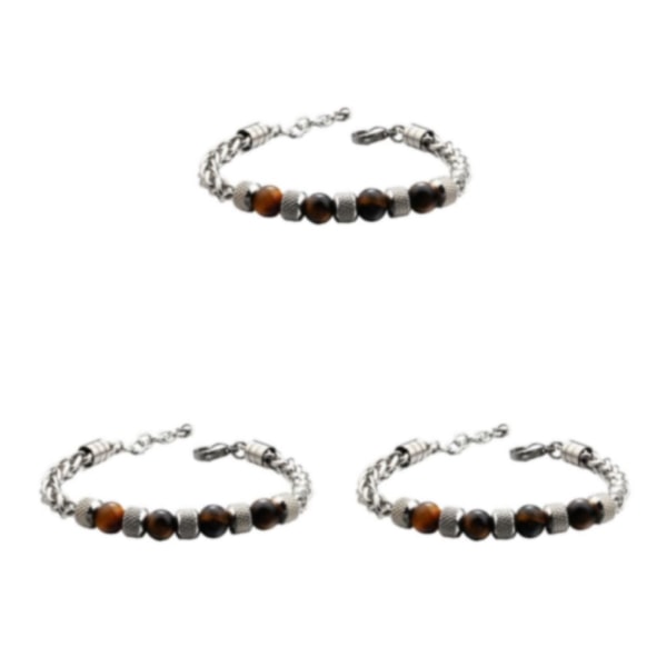 1/2/3/5 mångsidigt beaded kedja armband med fashionabla accenter tiger's-eye 3Set