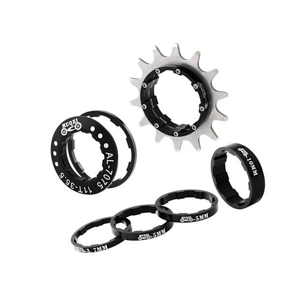 1/2/3/5 14T Single Speed ​​Svänghjul Adapter Kassett distanser black 14T 1 Pc