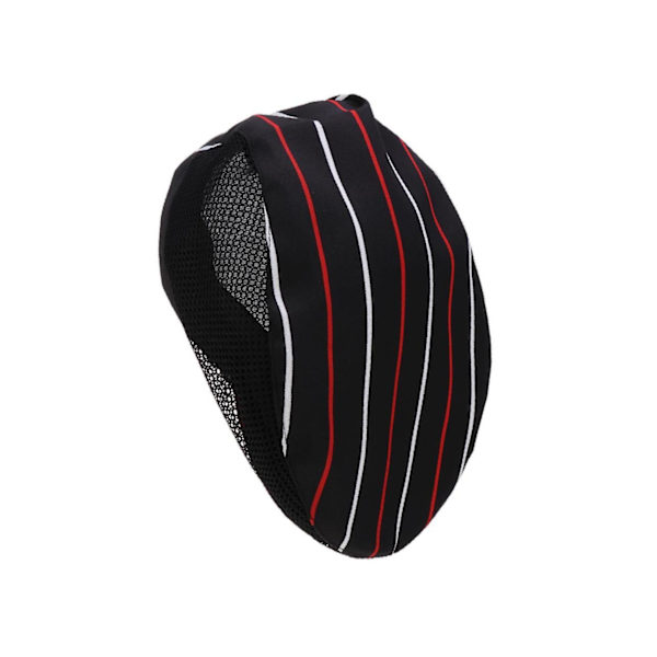 1/2 Kock Hatt Spis Cap Servitör Baker Head Wrap Restaurang Arbete Red Stripe 56-60cm 1Set