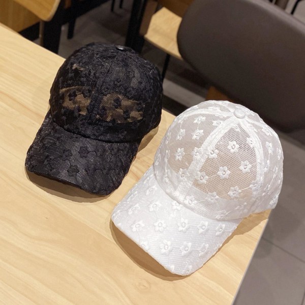 Kvinnor Rygglös Hästsvans Hatt Baseball Cap Hög stökig Bull Kepsar Lace White